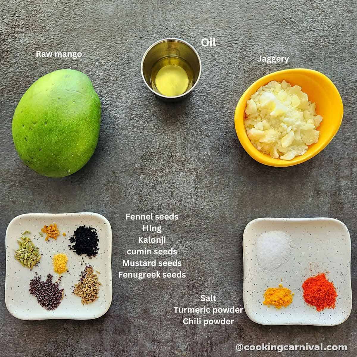 pre-measured ingredients for aam ki launji