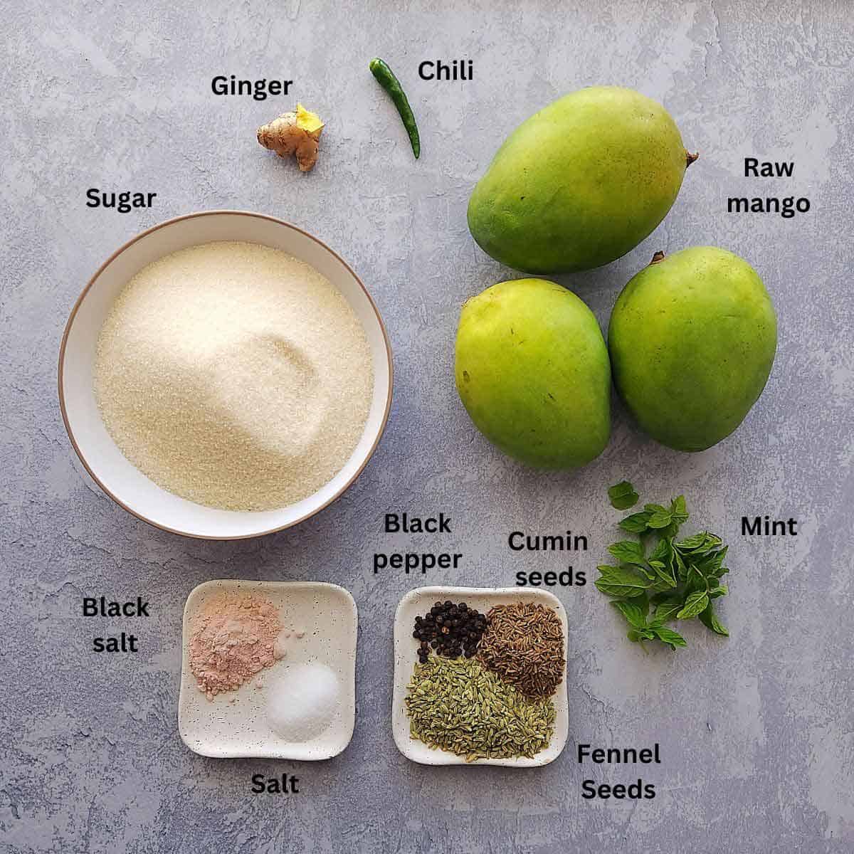 pre-measured ingredients for aam panna