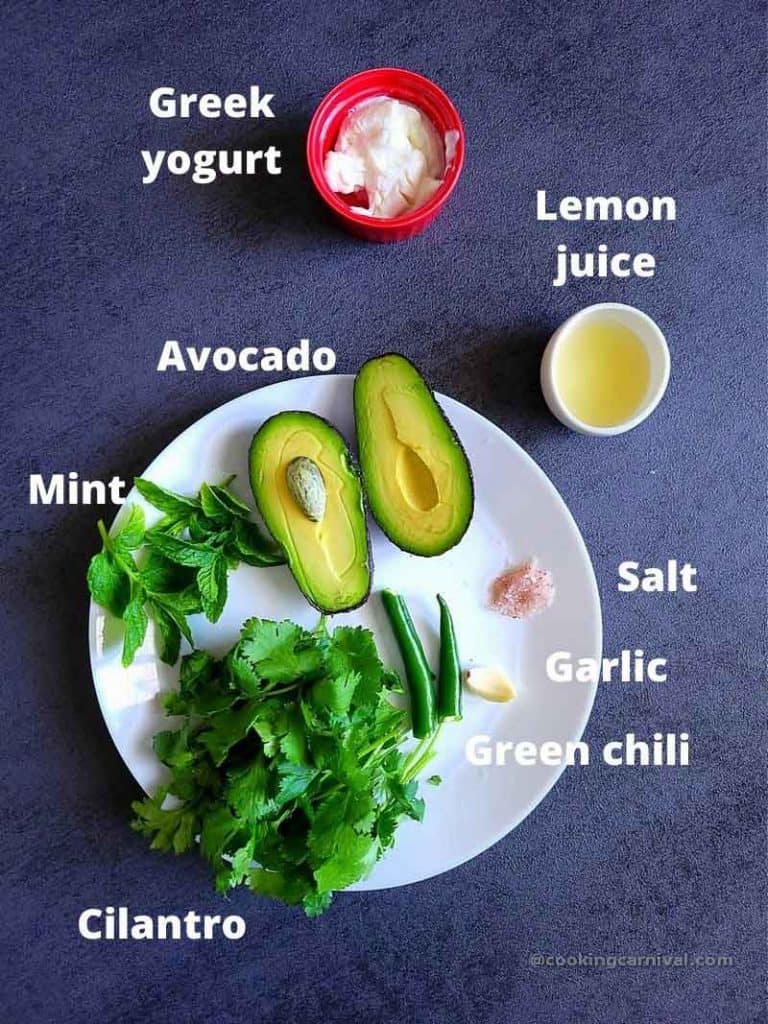 pre measured ingredients for avocado cilantro sauce