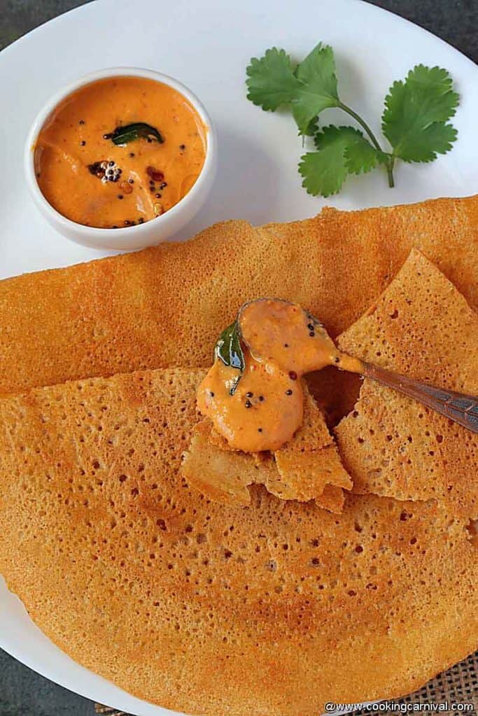 Adai dosa with onion chutney