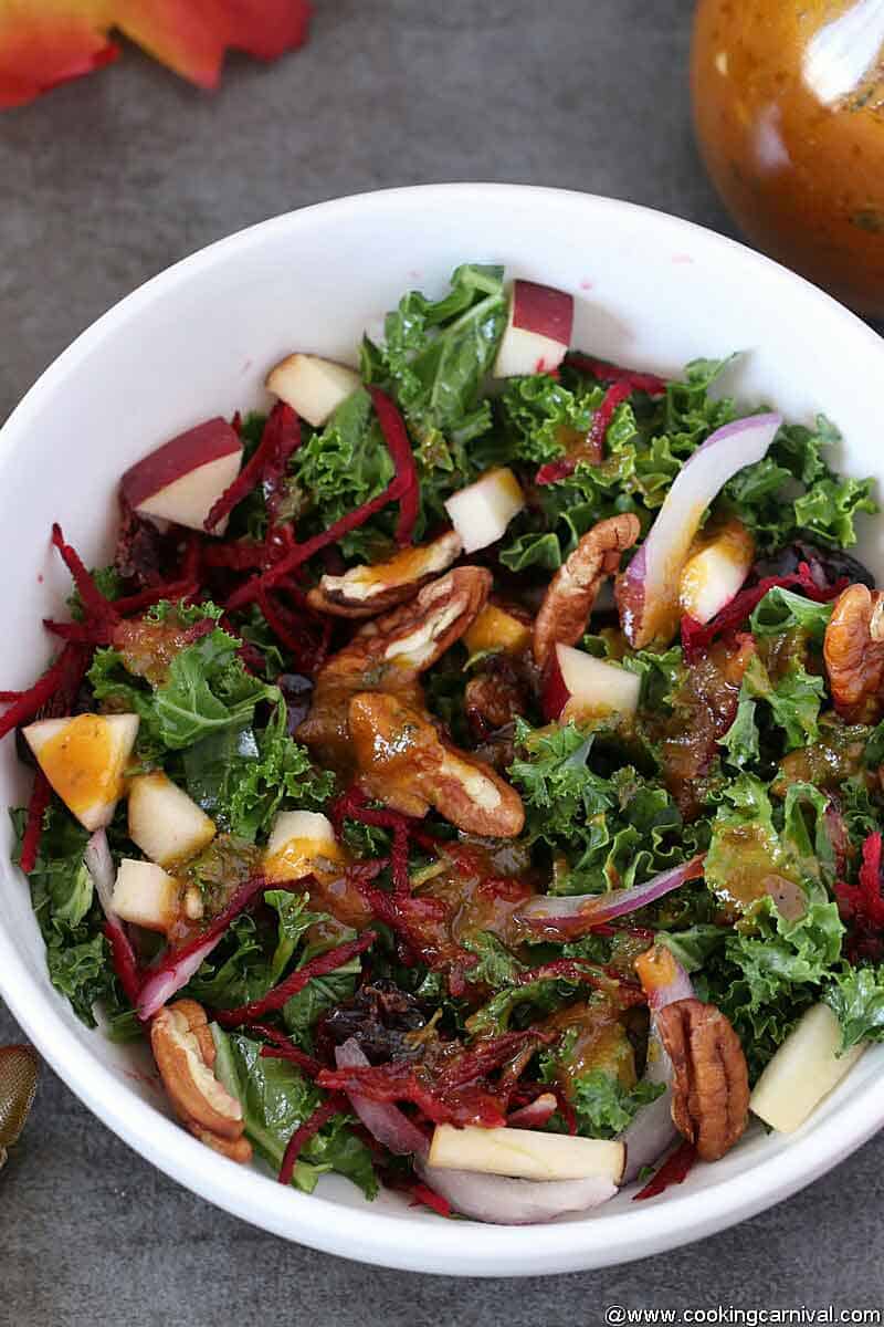 autumn salad in a white bowl