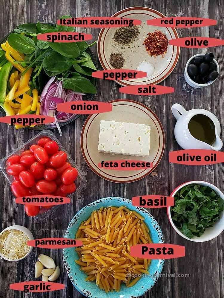 ingredient list to make baked pasta