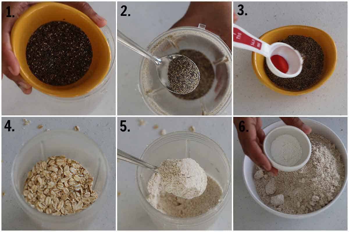 making chia eggs and making oats powder