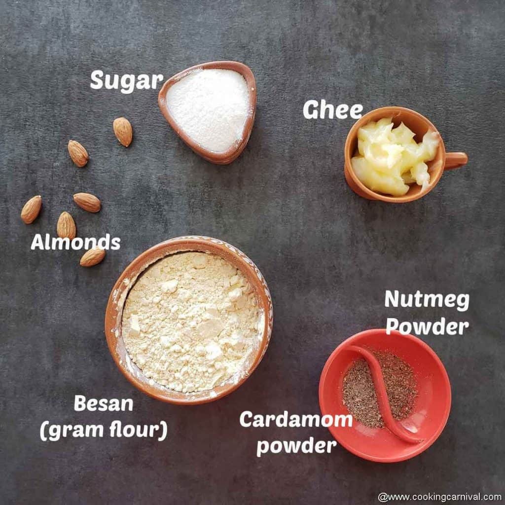 Pre measured ingredients to make Indian mithai