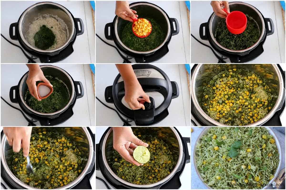 Steps of making Arroz Verde in Instant Pot