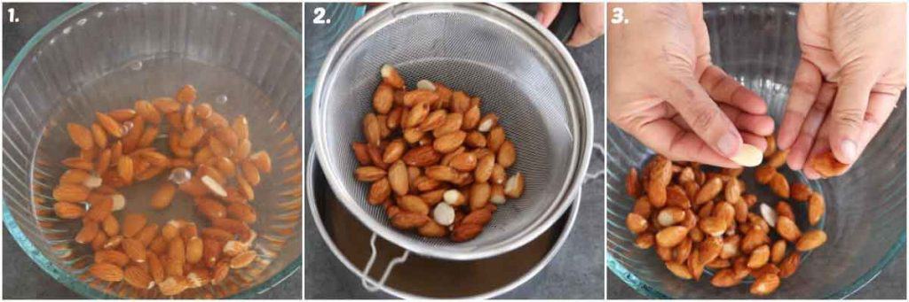 Blanching almonds