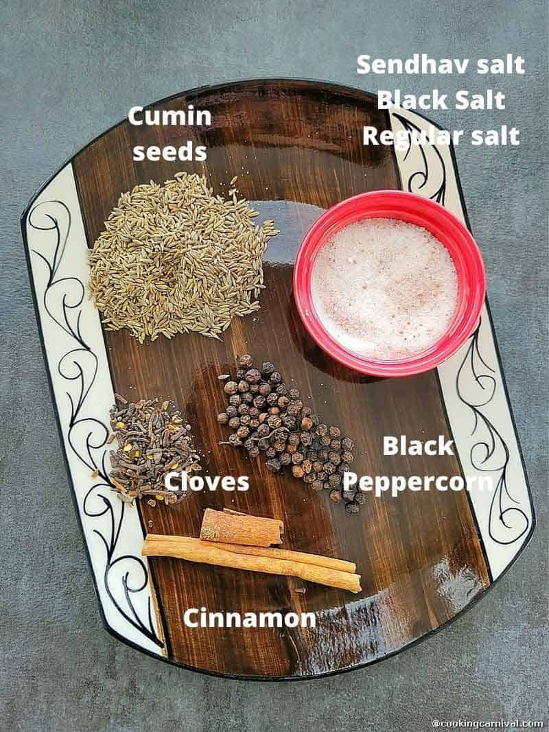 Chaas masala ingredients in a plate