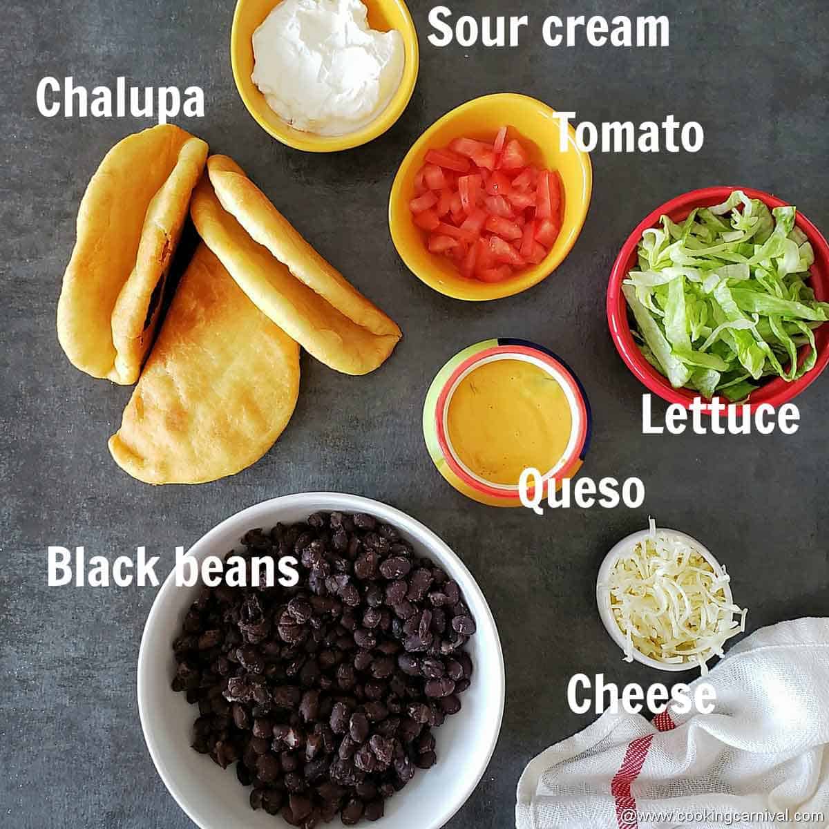 Chalupa toppings