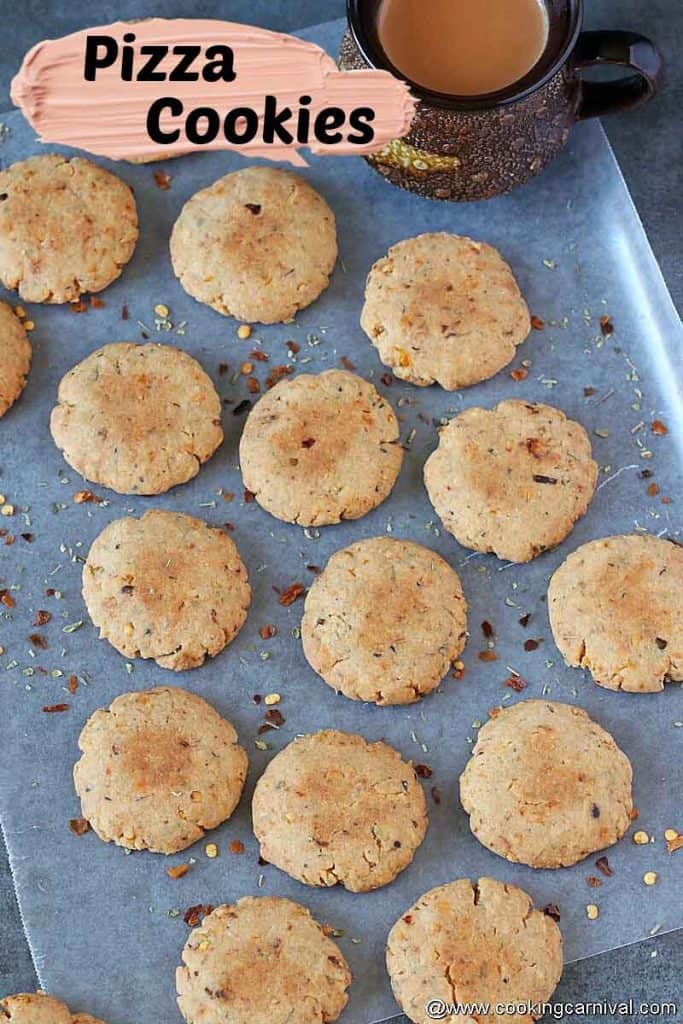 cheese pizza cookies in baking tray