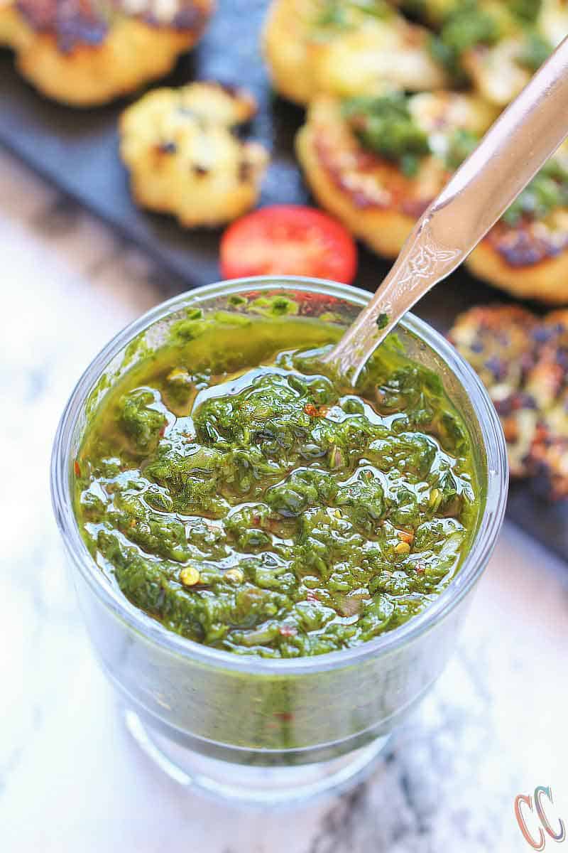 Chimichurri Sauce - Traditional sauce recipe from Uruguay and Argentina. This herb based sauce pairs perfectly with grilled steak or any BBQ.