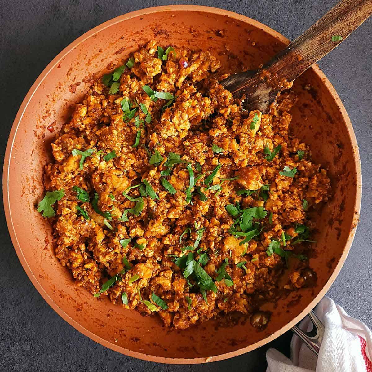 chipotle sofritas in a pan.