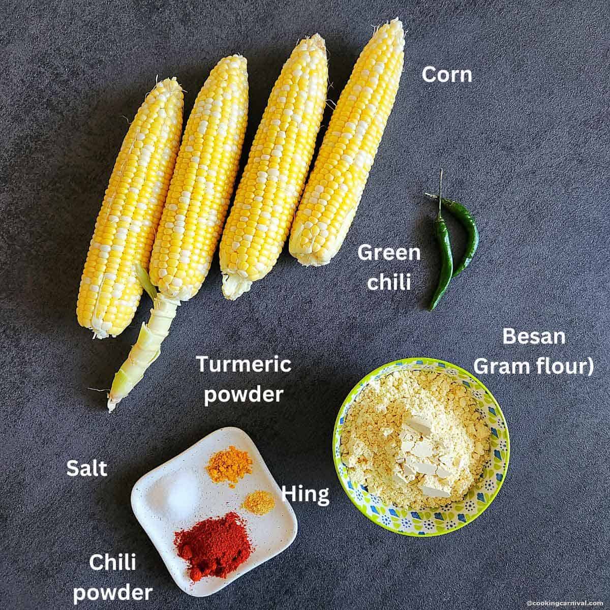 pre measured ingredients for corn pakoda