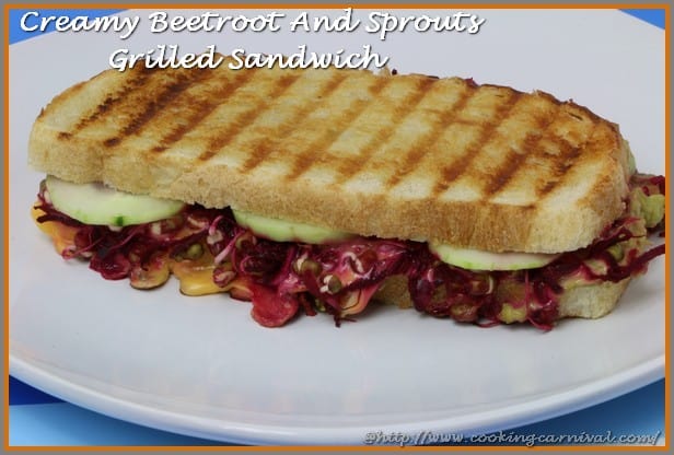 Creamy Beetroot And Sprouts Grilled Sandwich