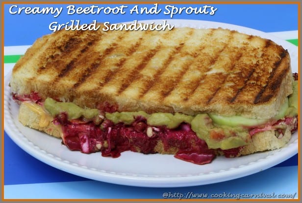 Creamy Beetroot And Sprouts Grilled Sandwich