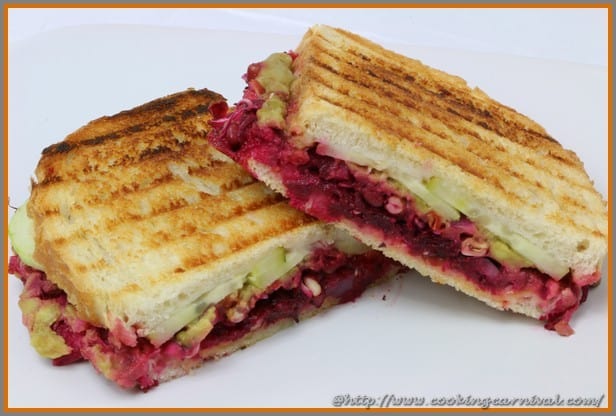 Creamy Beetroot And Sprouts Grilled Sandwich