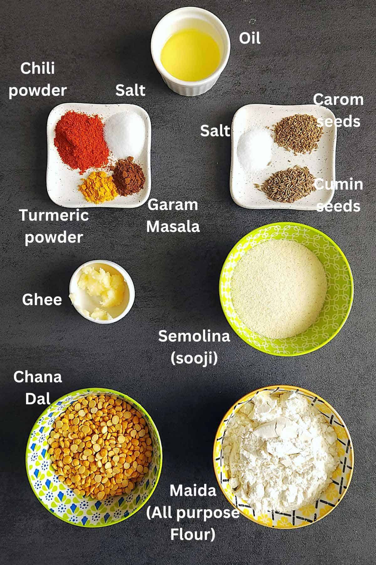 Pre measured ingredients for dal pakwan