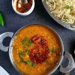 close image of tadka dal