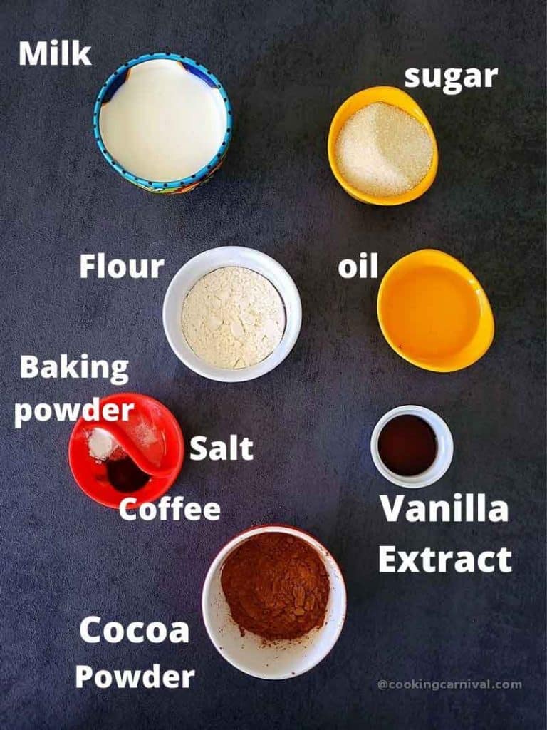 pre measured ingredients for Eggless chocolate lava cake