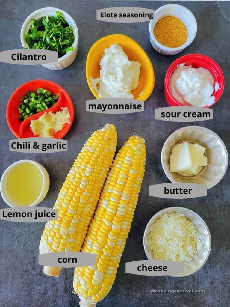 pre-measured ingredients for elote dip