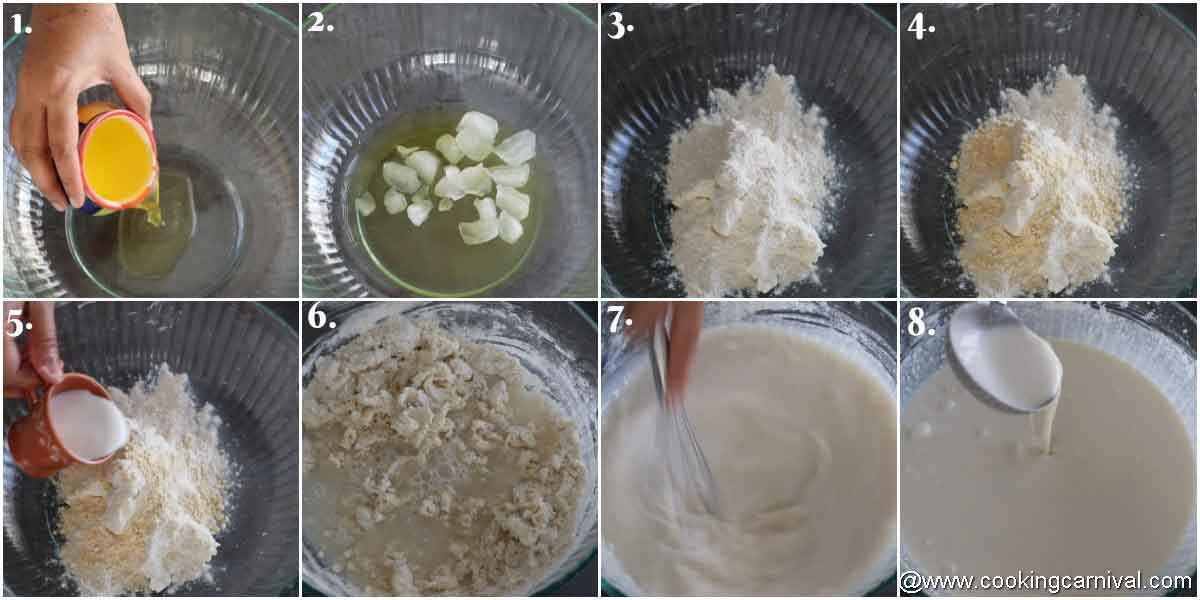 Step by step process of ghevar batter