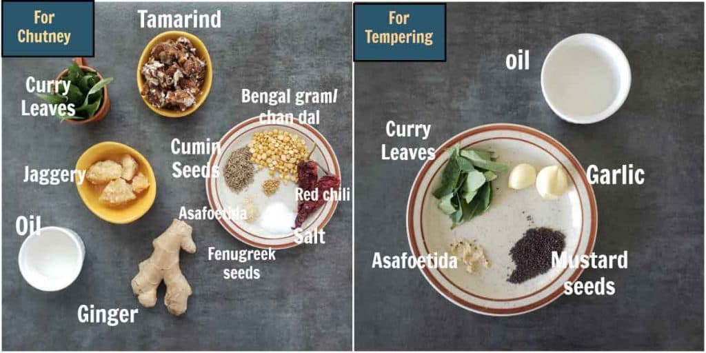 Pre measured ingredients for allam chutney