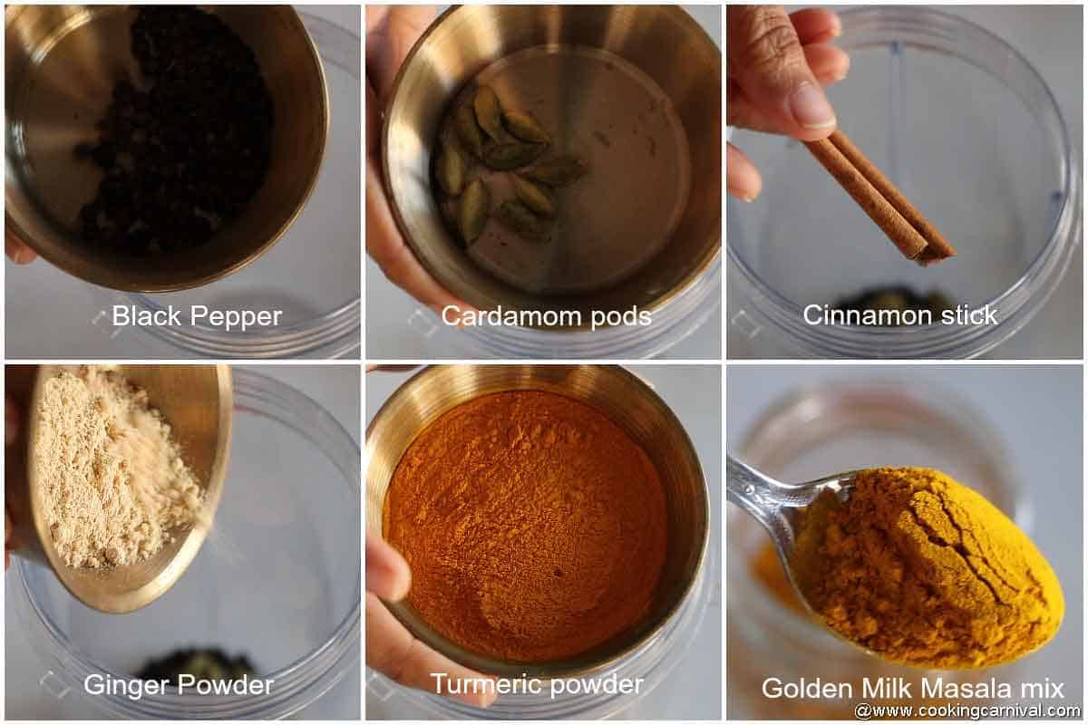 Step by step Process of making golden milk masala