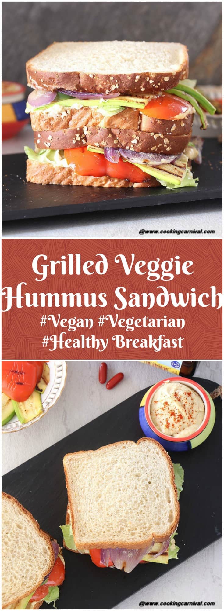 Grilled Veggie Hummus Sandwich