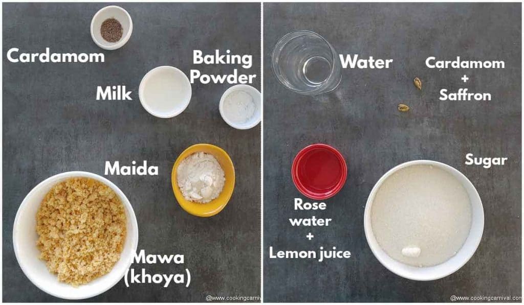 Pre-measured ingredients for gulab jamun recipe