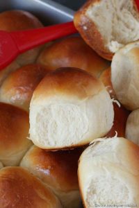 Dinner rolls in a baking pan