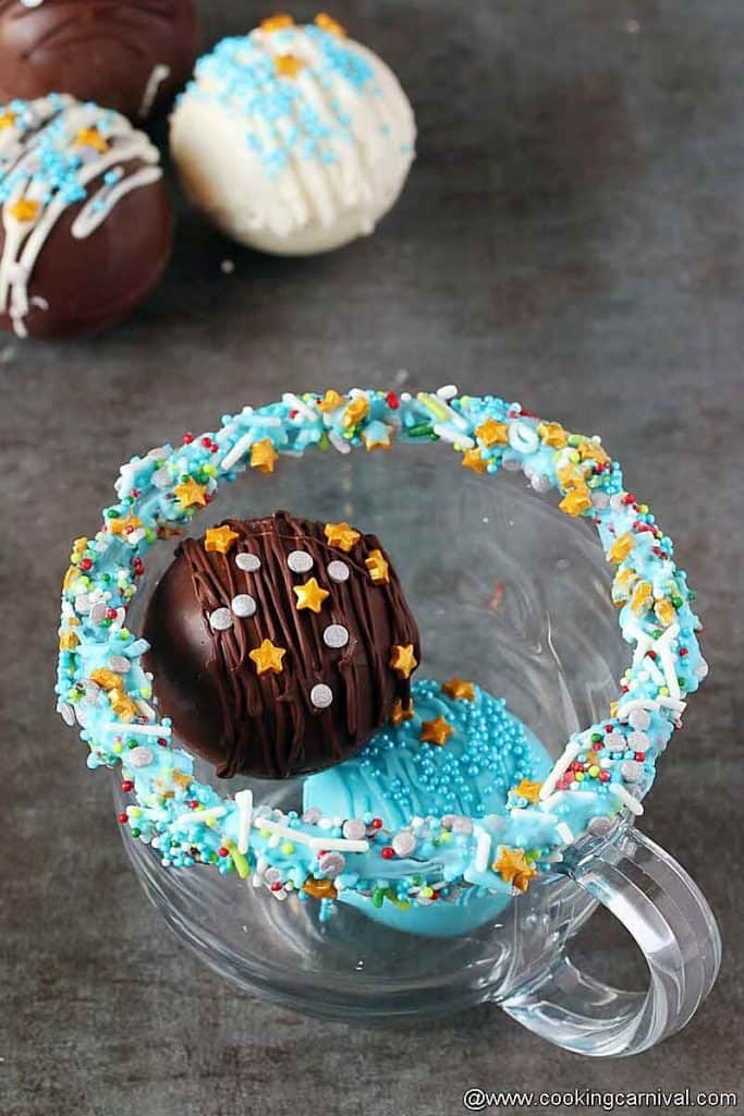 Hot cocoa balls in a mug