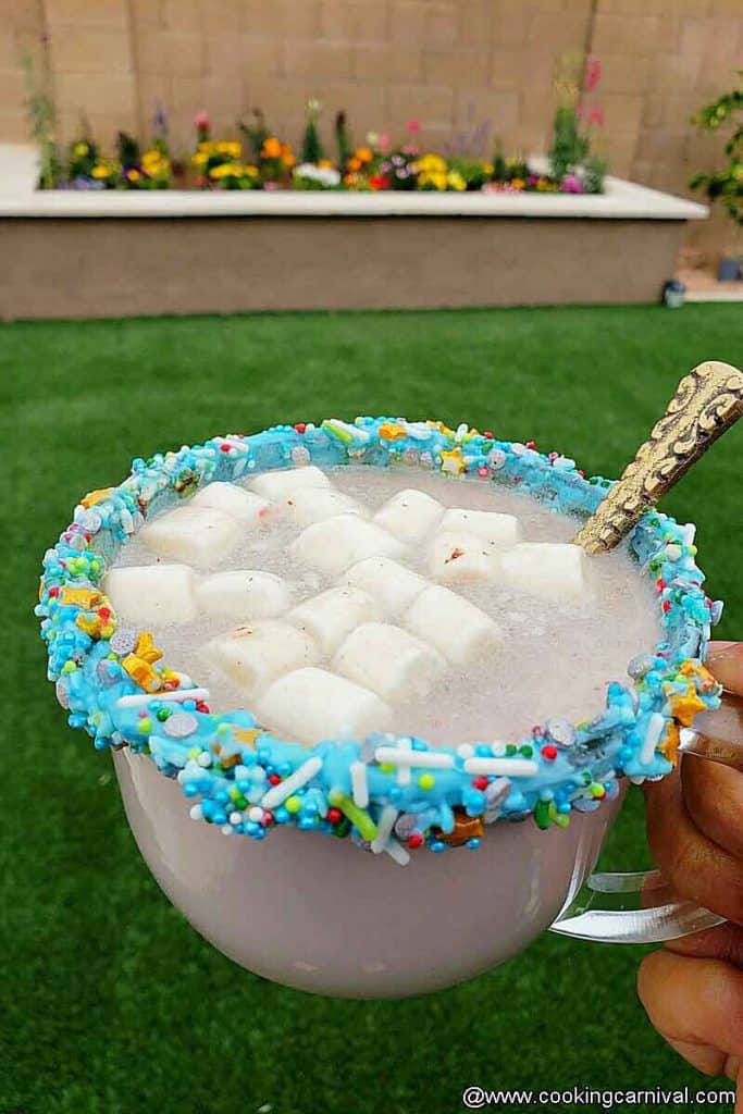 Hot cocoa in a mug with marshmallows 