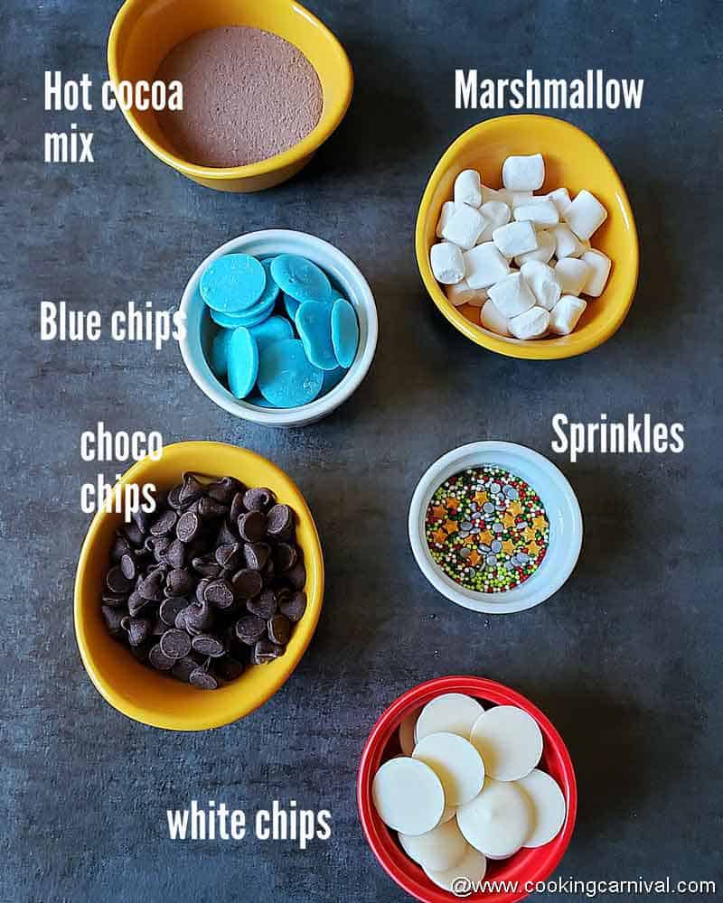 Ingredients for hot cocoa bombs