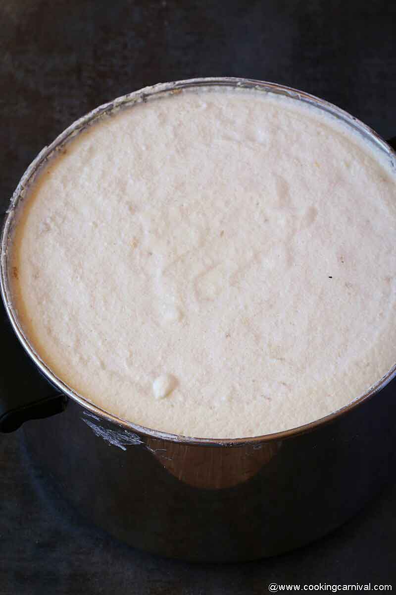 Fermented batter in steel pot