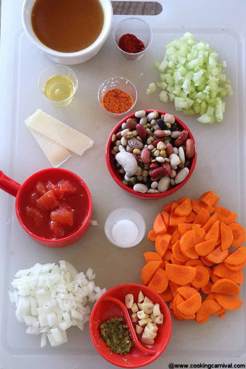 Ingredients for 15 beans soup