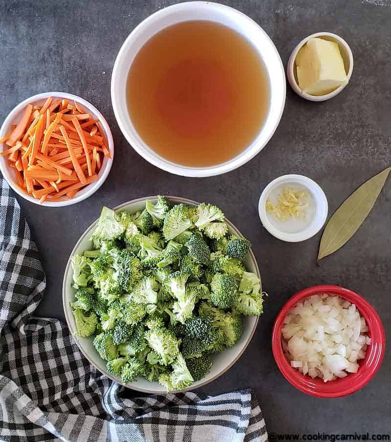 Ingredients for broccoli cheese soup