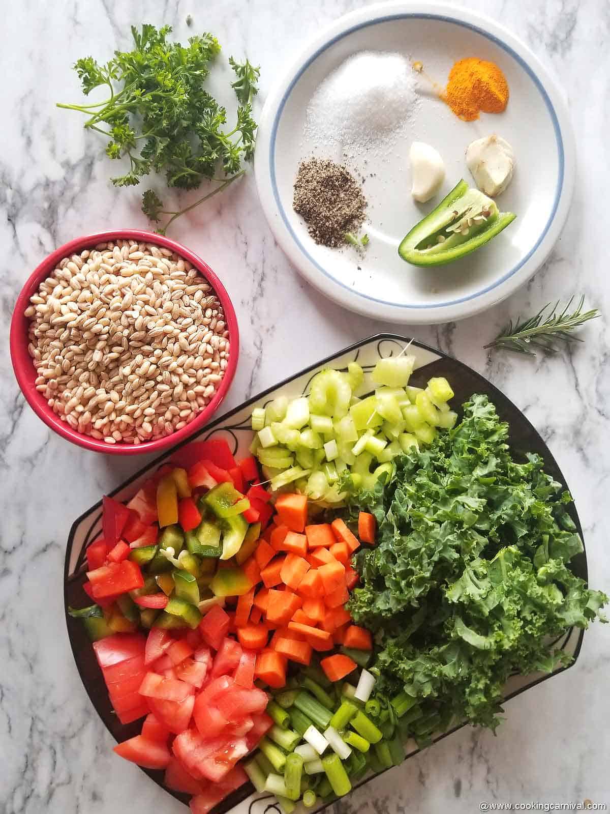 Ingredients for Instant Pot Barley Soup