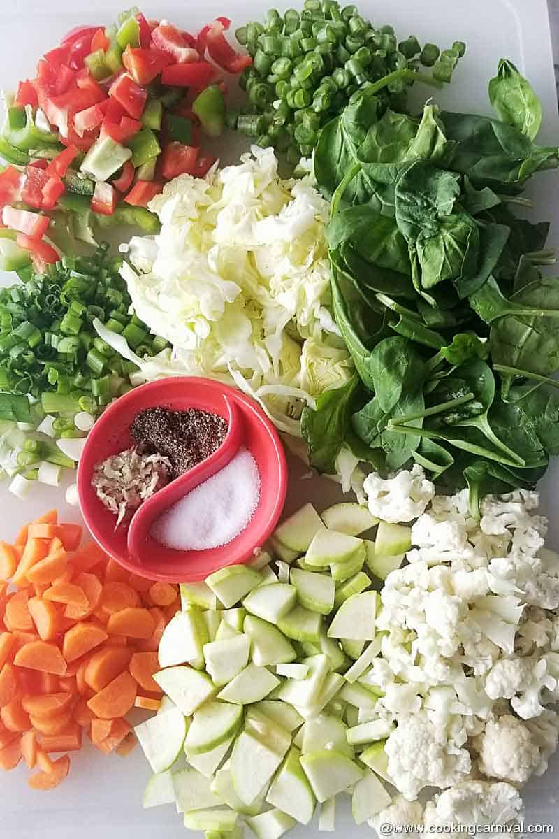 Ingredients for instant pot vegetable detox soup