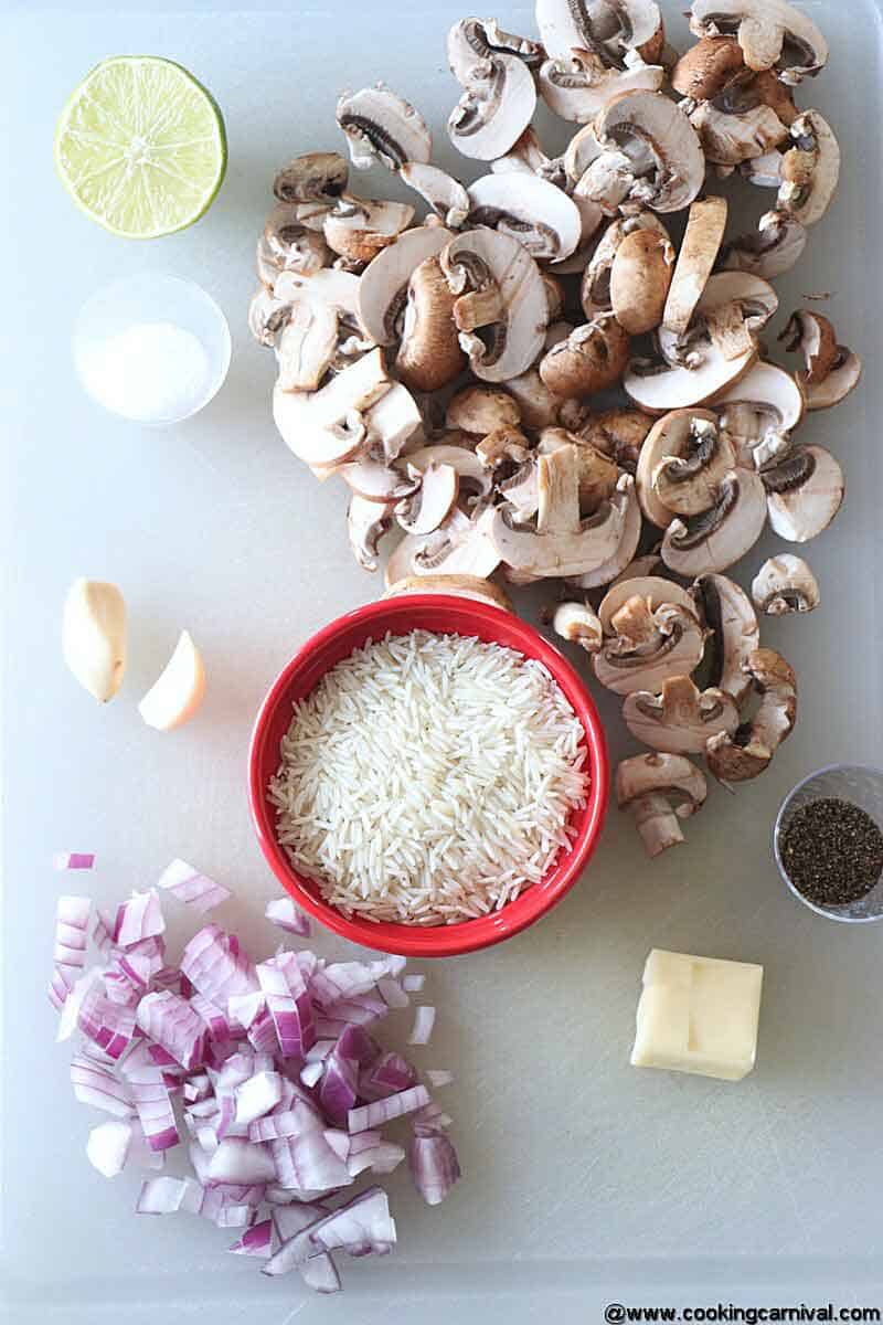 Ingredients for mushroom rice