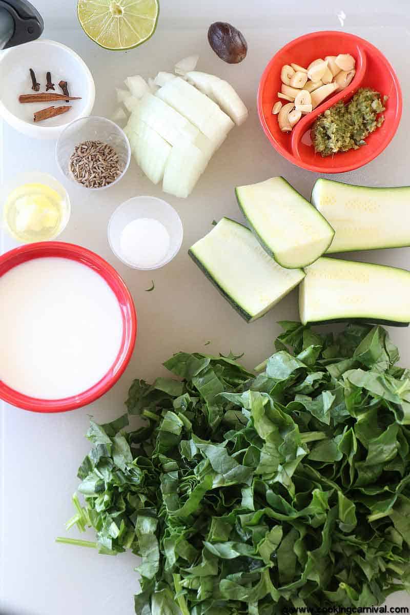 Ingredients for green soup