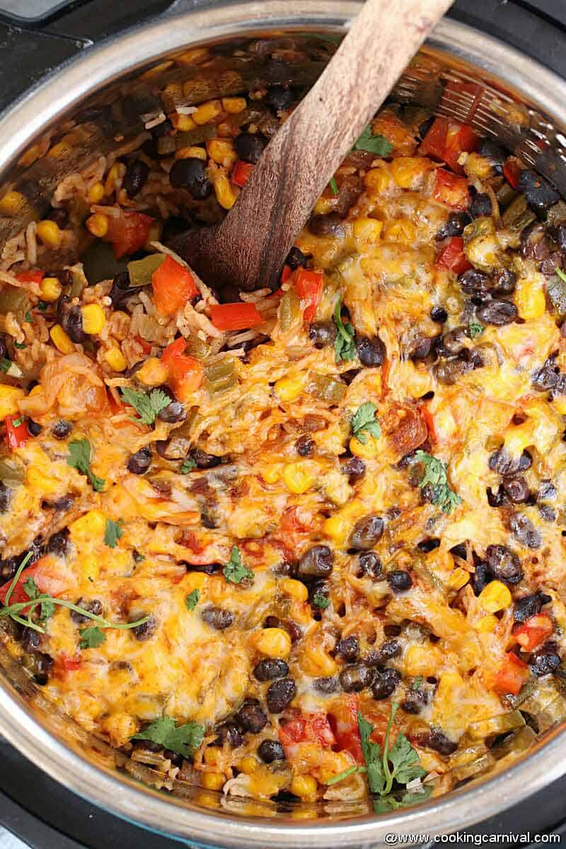 Close up photo of instant pot enchilada rice