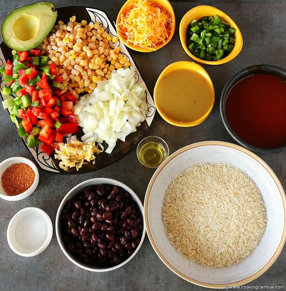 pre measured ingredients for making instant pot enchilada rice