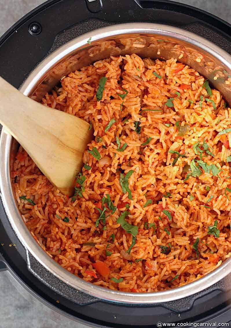 Instant pot Mexican rice from top