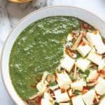 Instant Pot Palak Paneer - Indian Cottage Cheese in Smooth, luscious, Delicious, Creamy Spinach Gravy. Palak Paneer is one of the most loved North Indian Dishes across the world. It is Eaten with Roti, Paratha, Naan, Parotta or Rice. This Vegetarian Indian Instant Pot Recipe is a healthy weeknight dinner recipe that's naturally gluten free, paleo and can easily be made Vegan by using tofu instead of Paneer and Oil instant of Ghee/clarified butter.