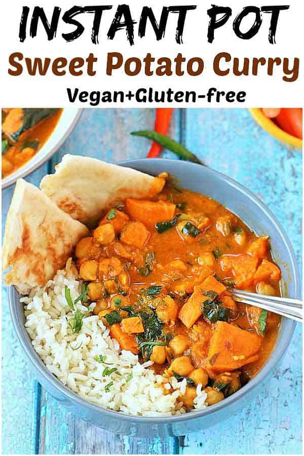 sweet potato curry with spinach and chickpeas