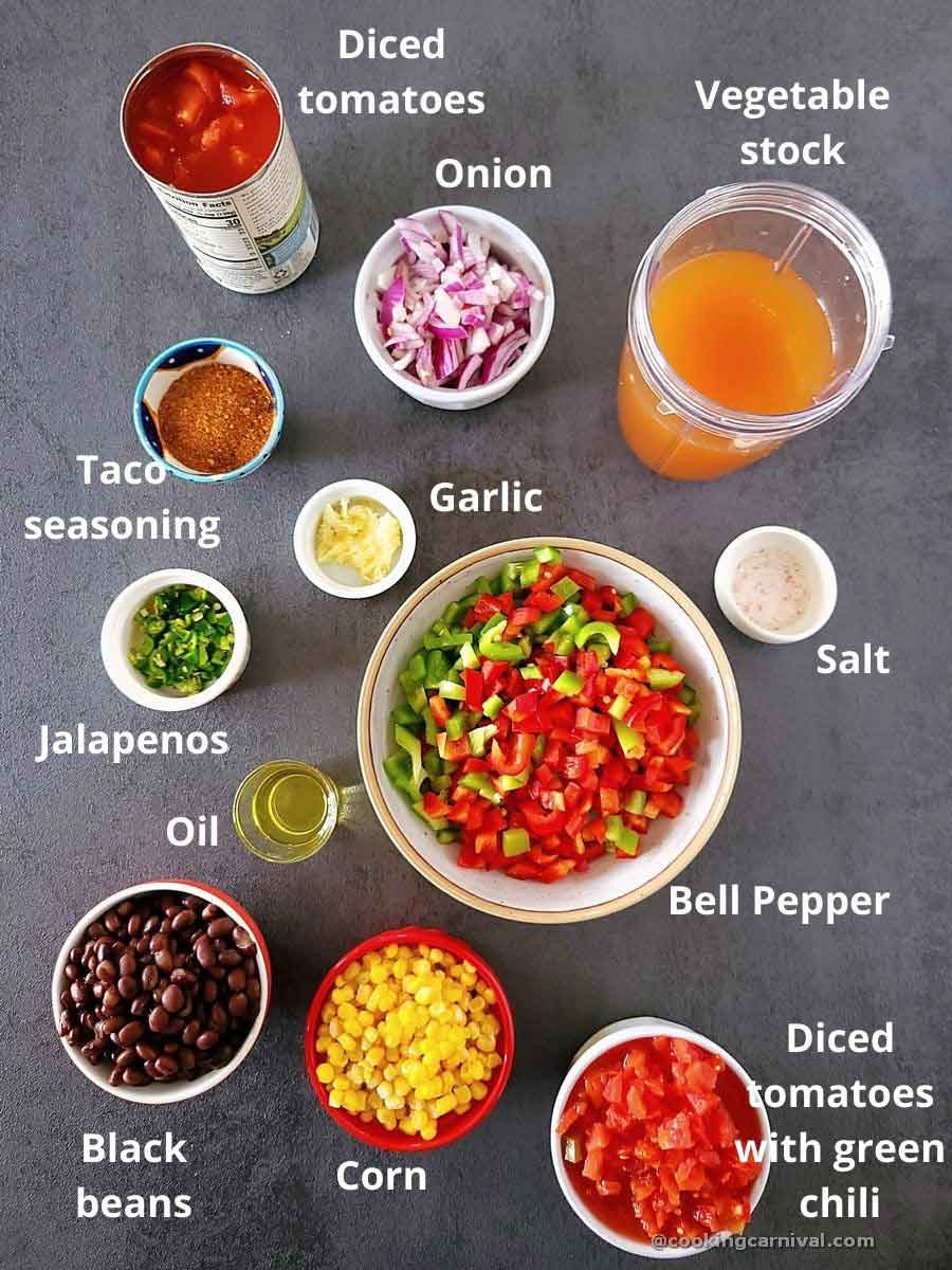 pre-measured ingredients of taco soup