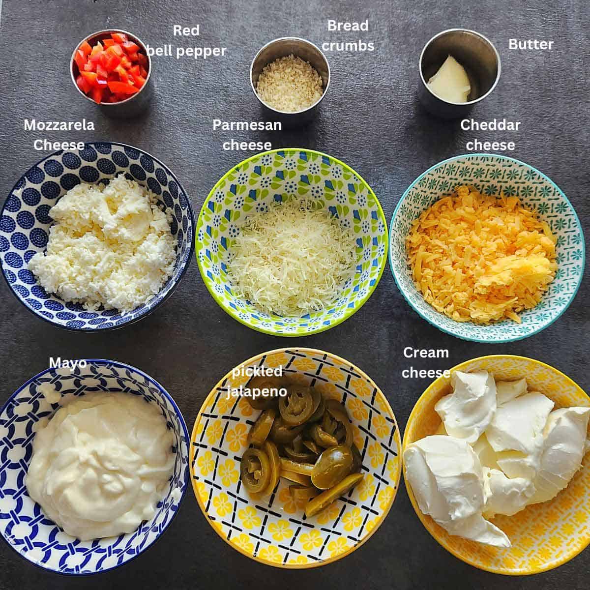 Jalapeno popper dip ingredients list with pictures.