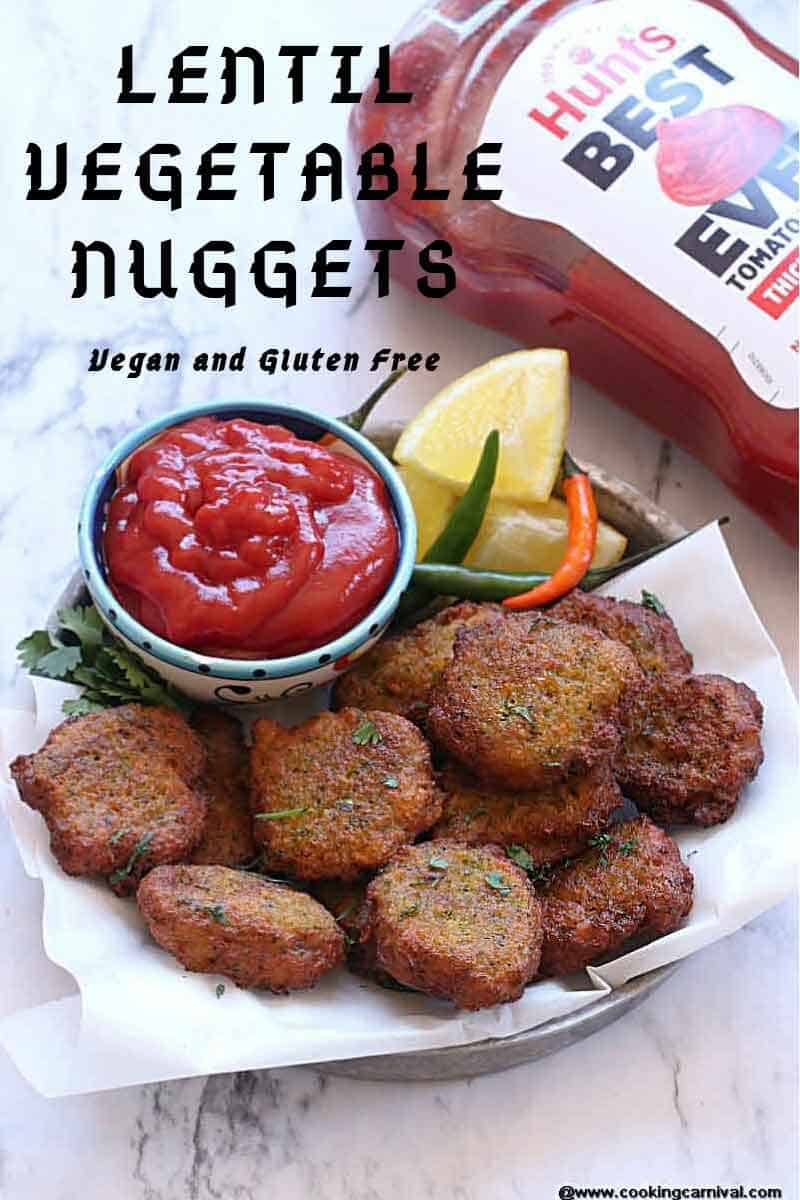 Lentil Vegetable Nuggets - Vegan, Gluten-free, Healthy, Kid friendly, simple and easy to make, Perfect for any party as a appetizer or snacks.