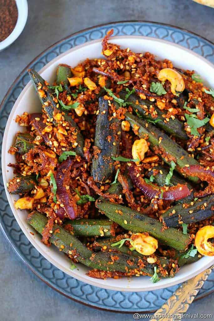 Maharashtrian style Bhindi Masala in a bowl