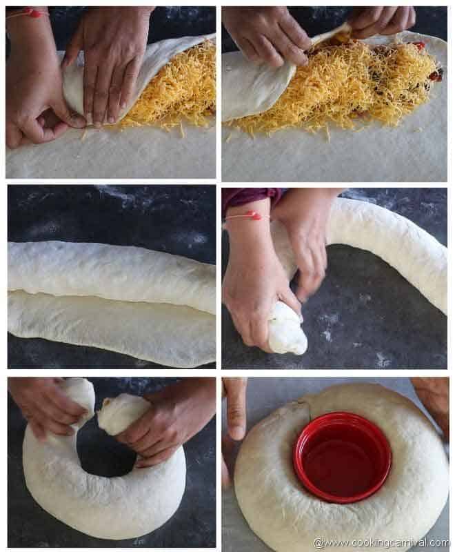 shaping the dough in wreath