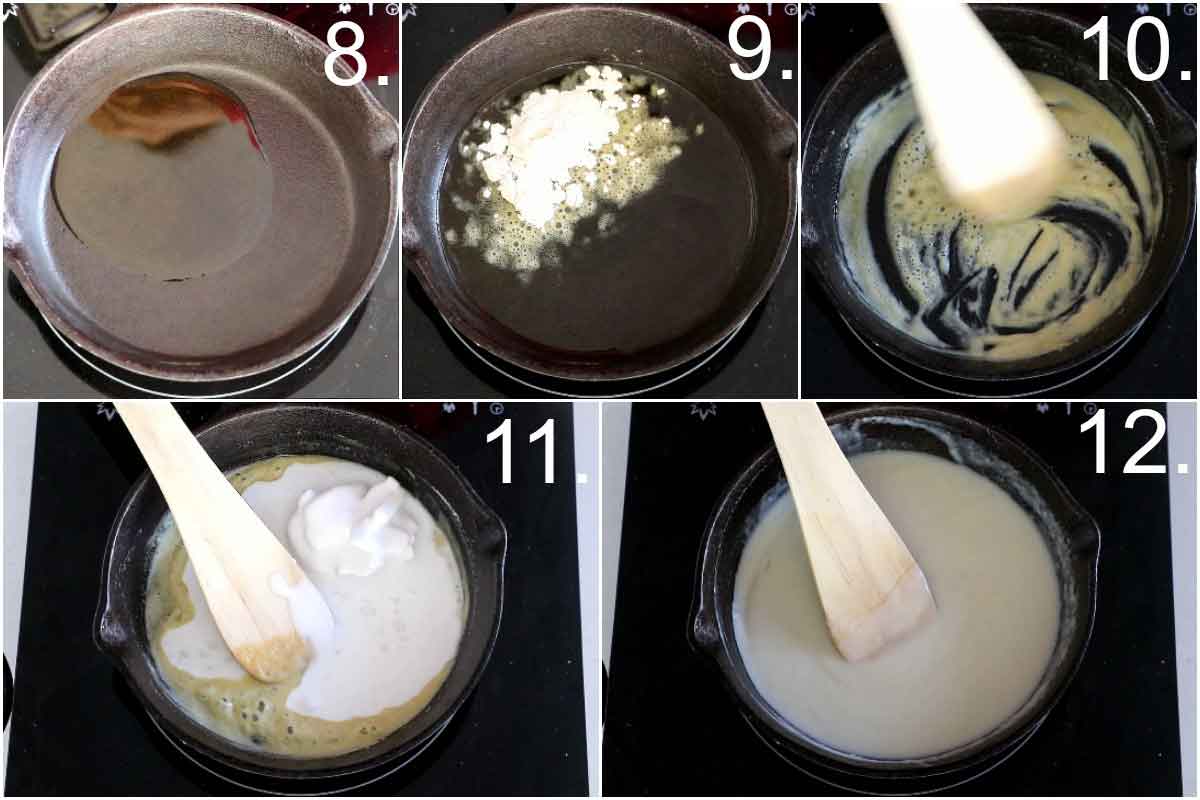 Making roux with Oil, all purpose flour, and coconut milk for Instant Pot Wild rice mushroom soup